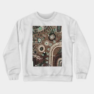 Abstract Brown and Green Pattern Crewneck Sweatshirt